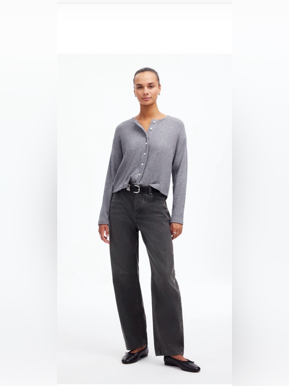 Madewell Darted Barrel Leg Washed Black Size 26
